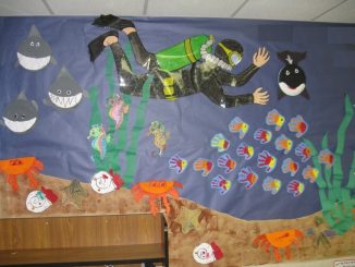 scuba diver bulletin board idea for kids