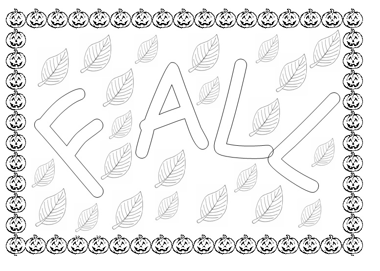 Fall season coloring page for kindergarten