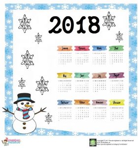 2018 calendar for kindergarten