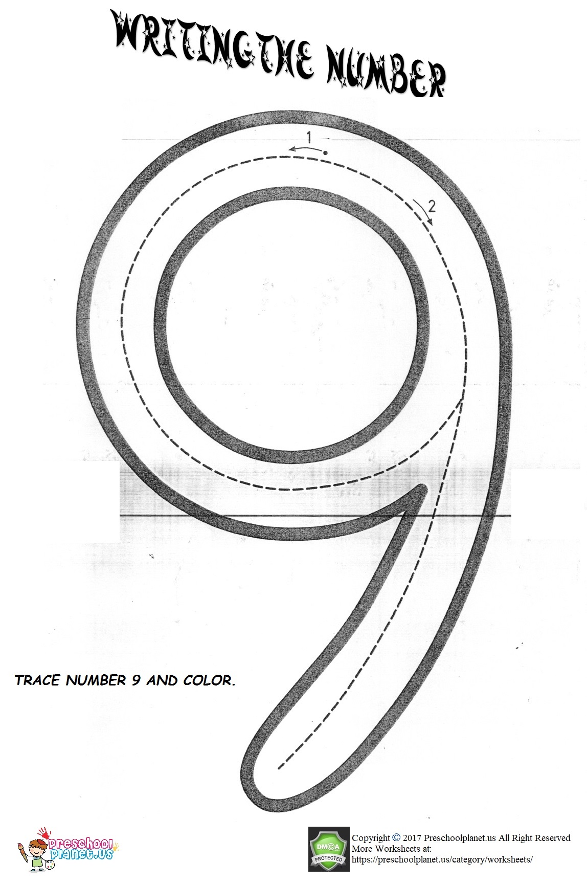 number 9 worksheet – Preschoolplanet