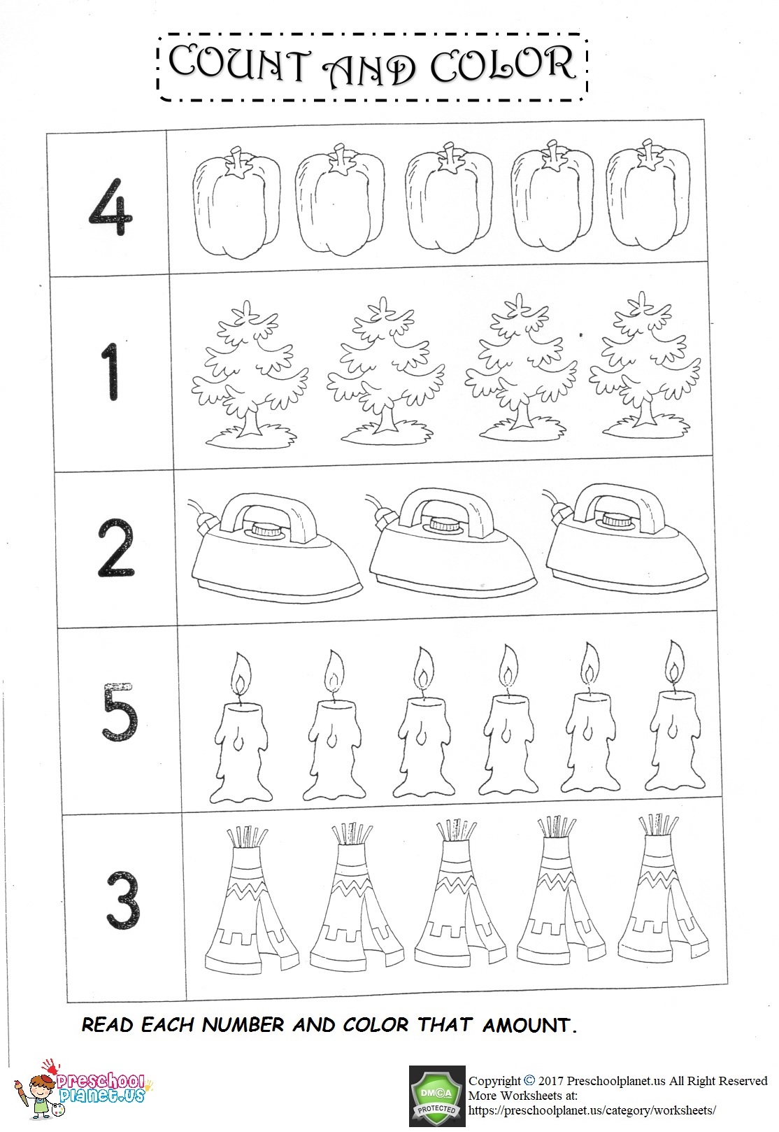 number count worksheet for preschool