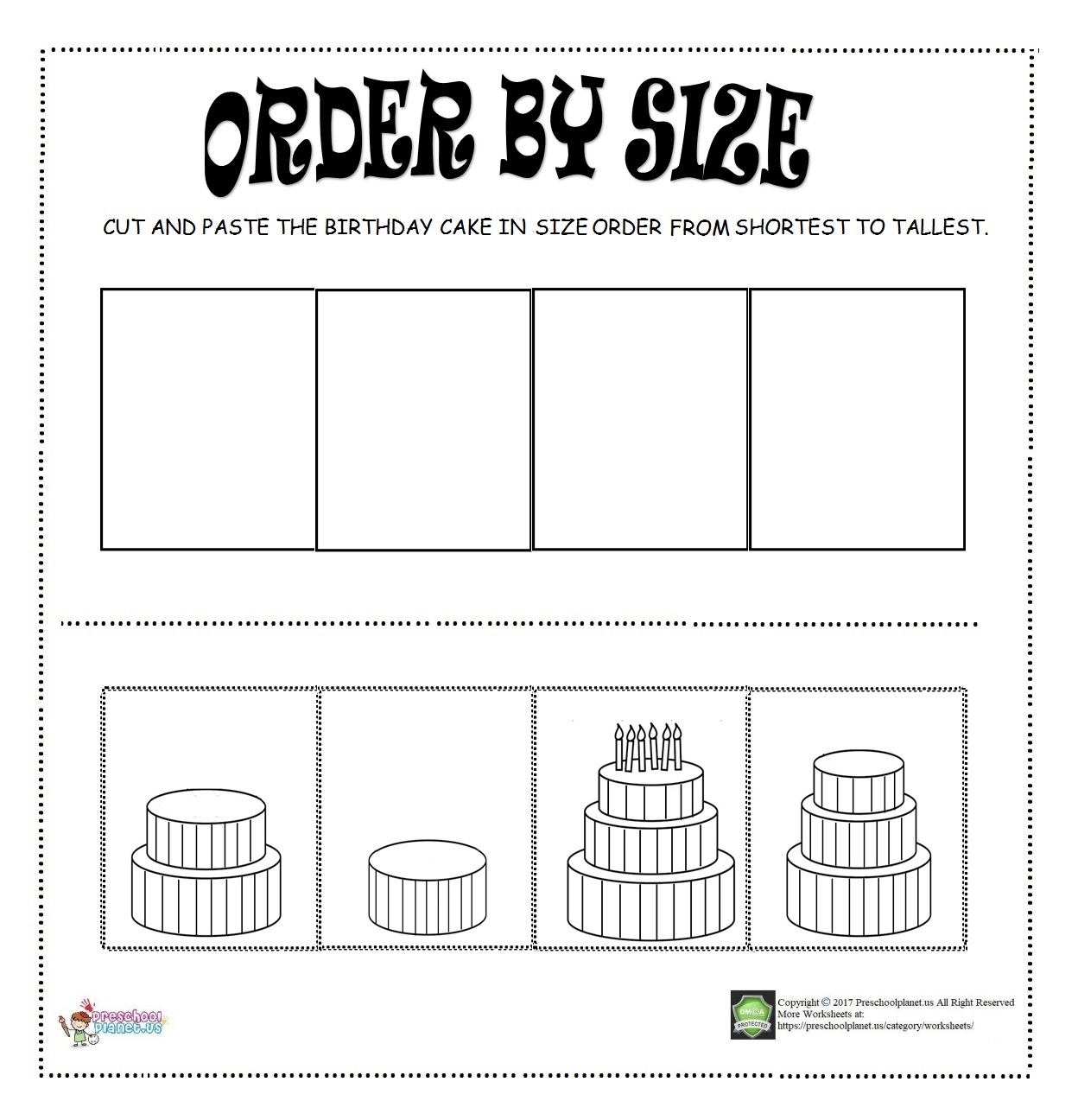 order by size worksheet for kids