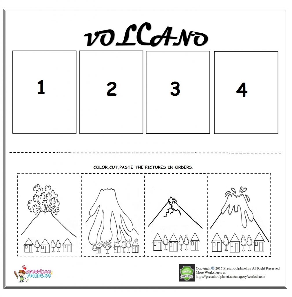 volcano sequencing worksheet for kids preschoolplanet