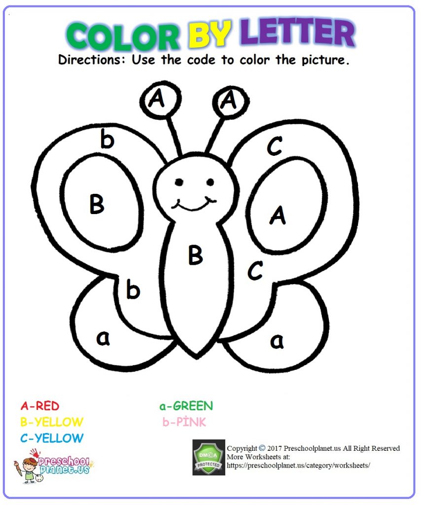 color by letter worksheet for kids