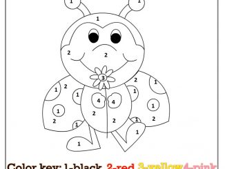 color by number ladybug worksheet for kids