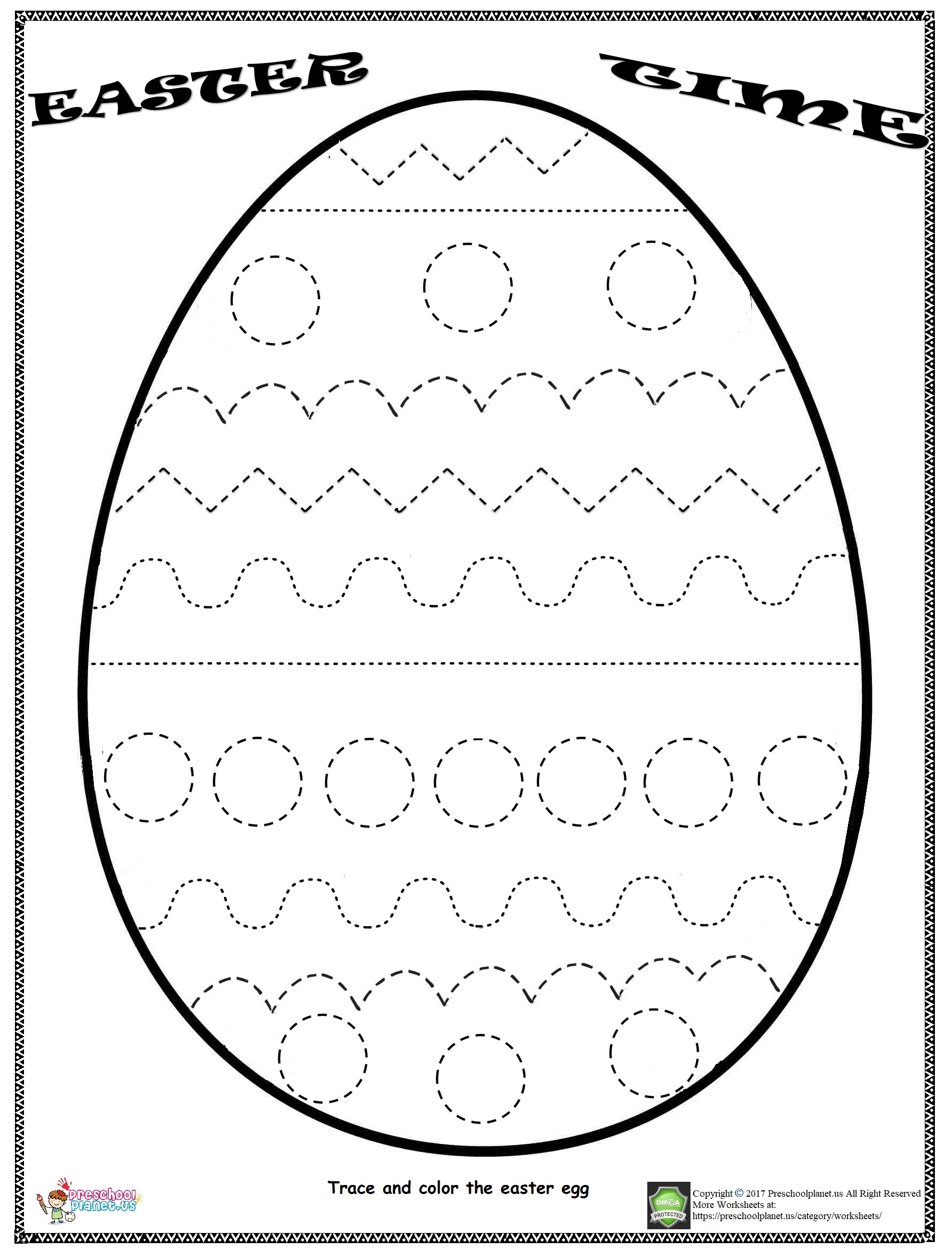 easter egg trace worksheet
