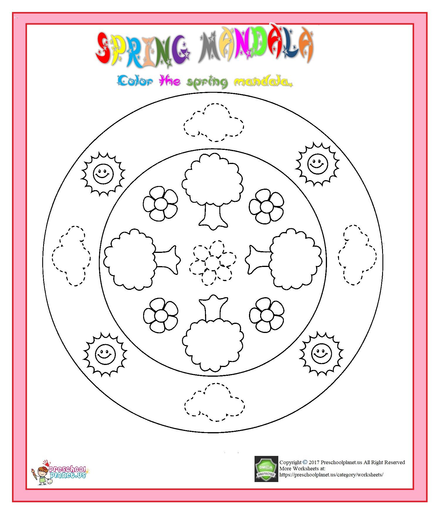 spring mandala trace and color