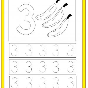 Number 3 trace worksheet – Preschoolplanet