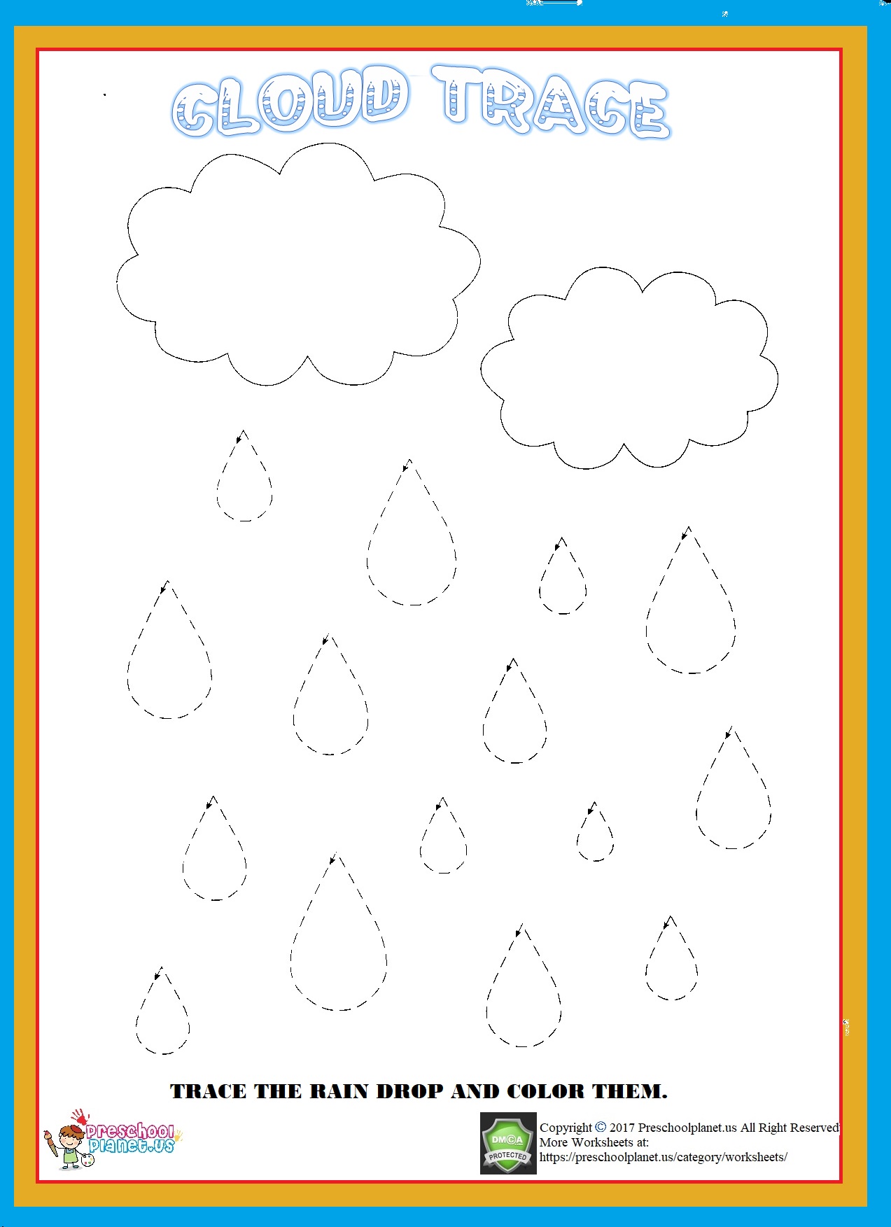 Cloud Trace Worksheet Preschoolplanet