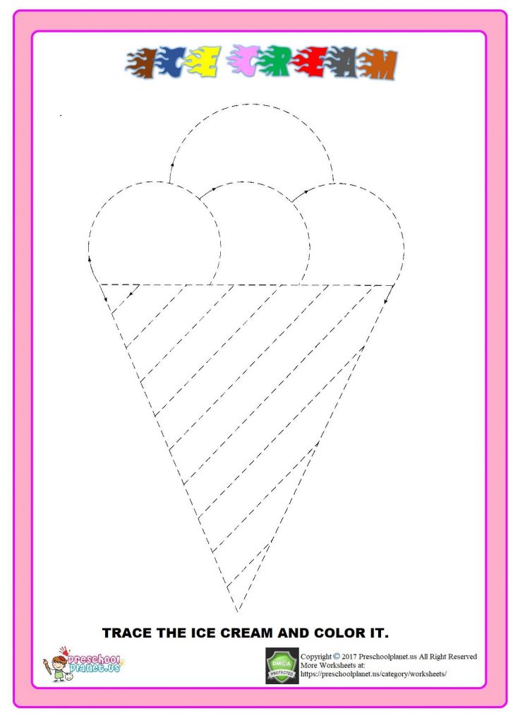 ice cream trace worksheet