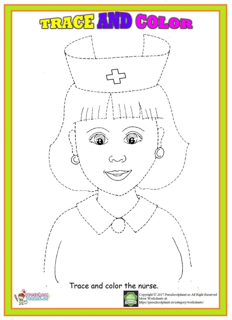nurse trace and color worksheet