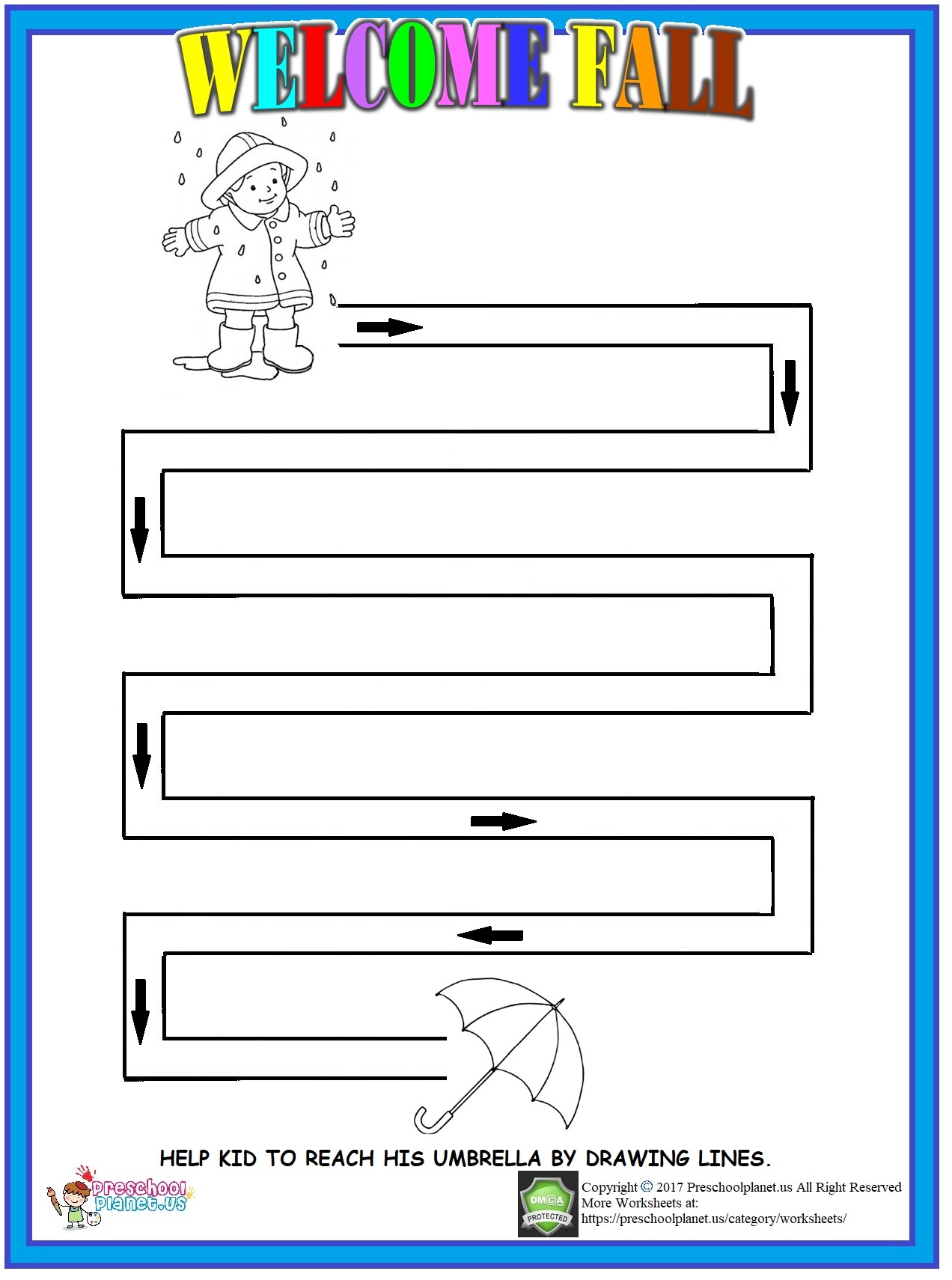 fall maze worksheet for kids – Preschoolplanet