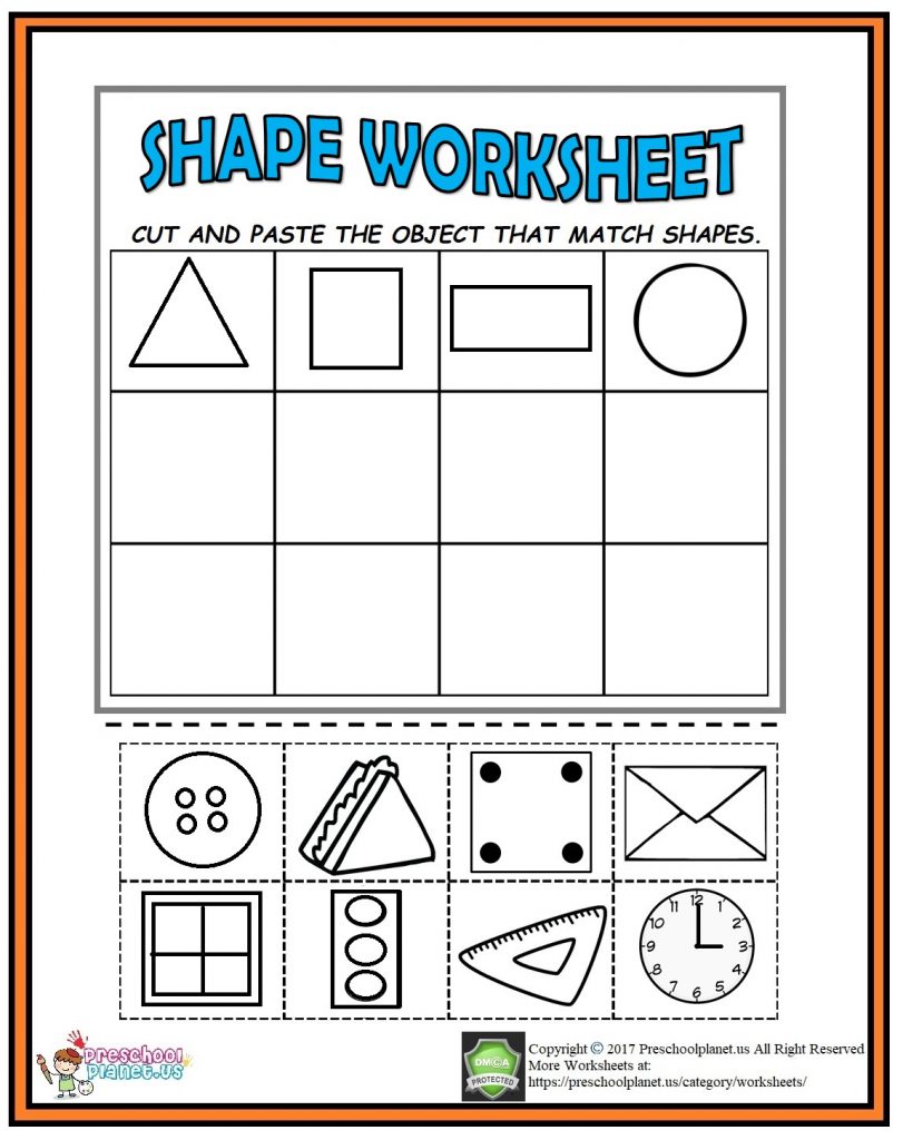 Cut And Paste Shape Worksheet - Preschoolplanet