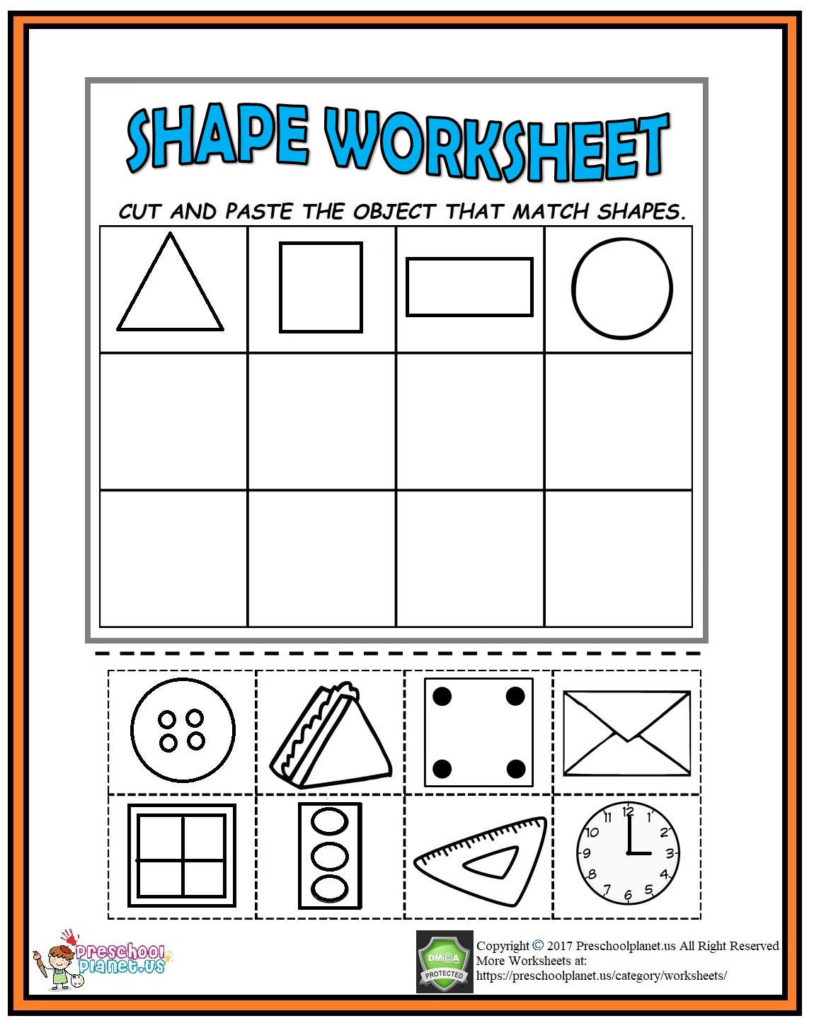 cut and paste shape worksheet preschoolplanet