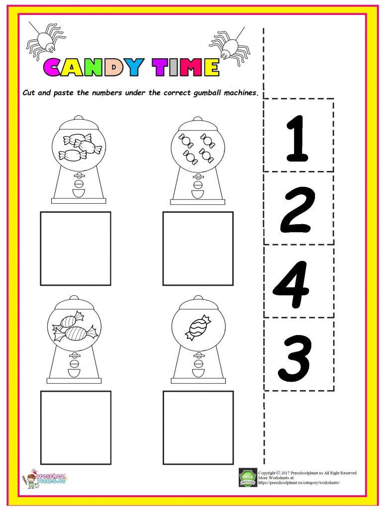 Easy Candy Counting Worksheet – Preschoolplanet
