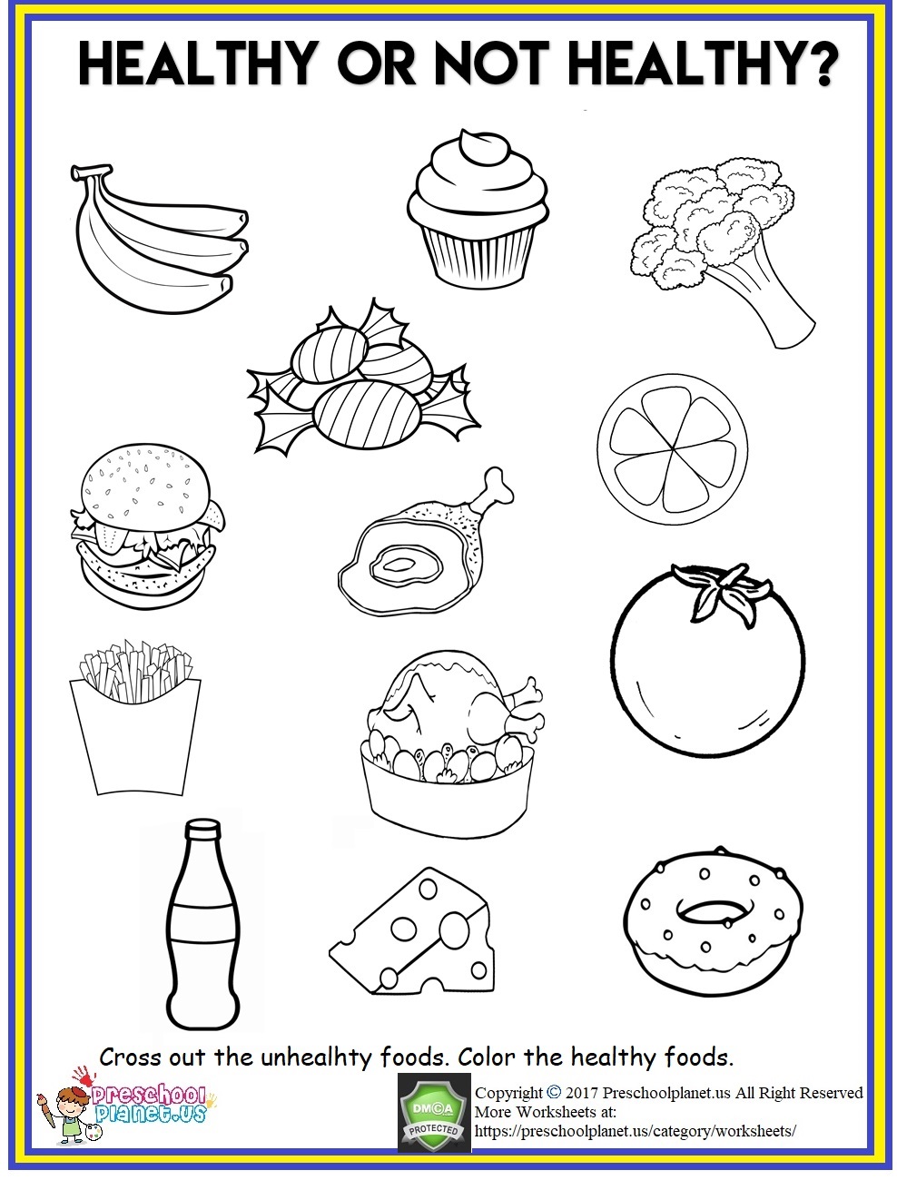 Healthy Food Worksheet - Preschoolplanet
