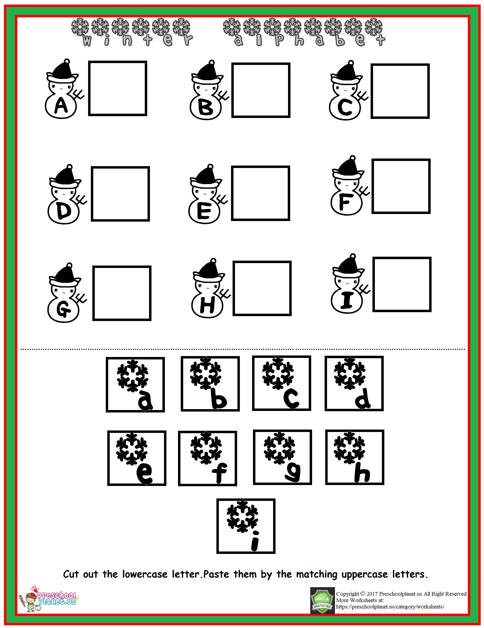winter alphabet worksheet