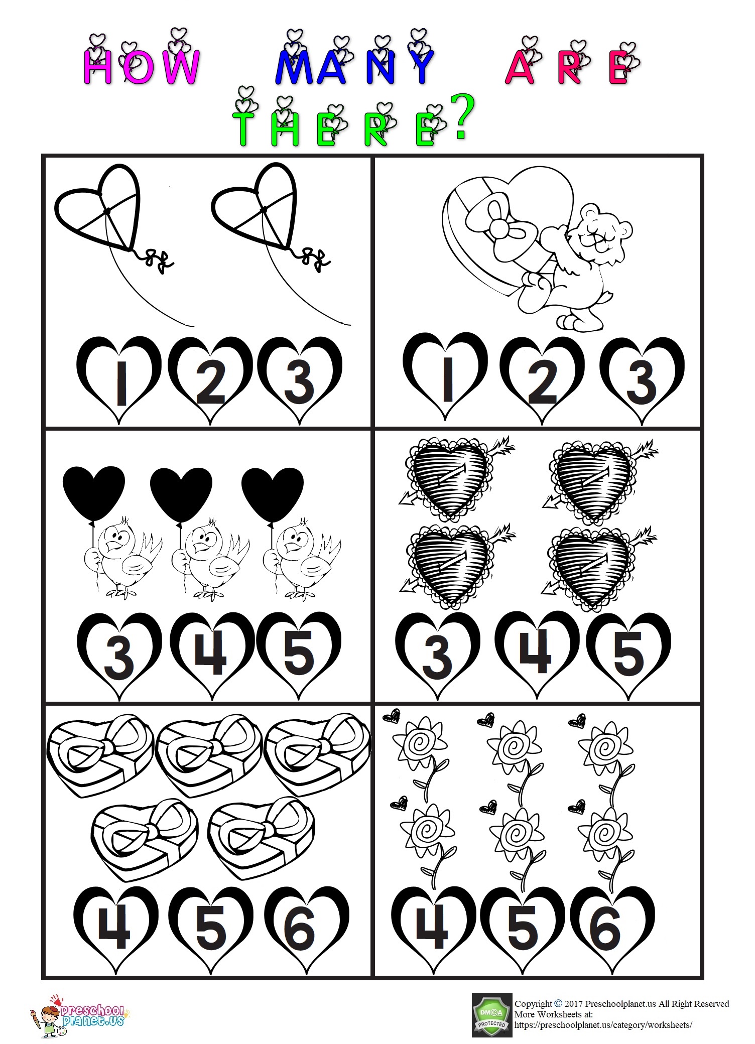 Valentine's Day Counting Worksheet