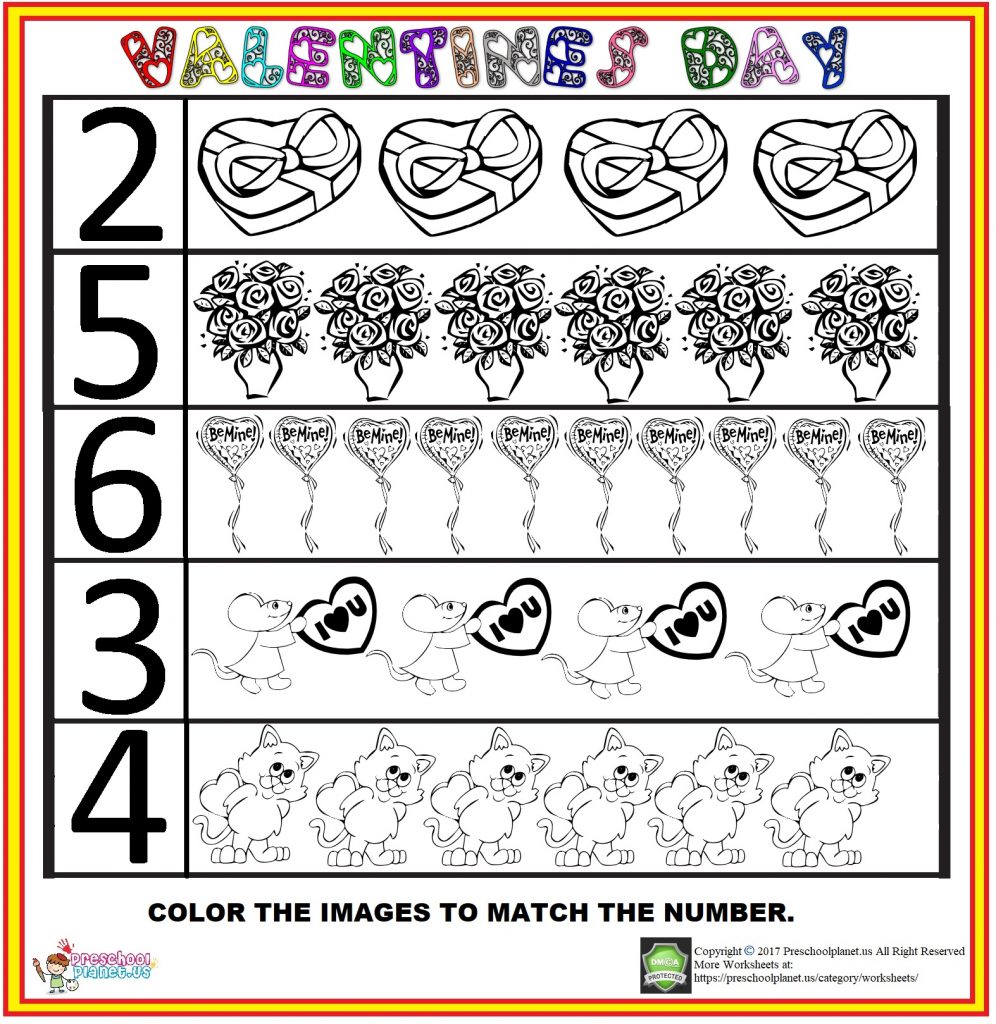 Valentine's Day Number Worksheet