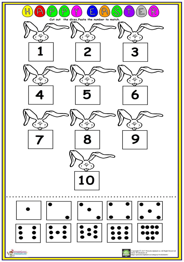 Easter Bunny Number Cut And Paste Worksheet