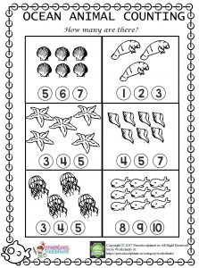 Sea Animal Counting Worksheet – Preschoolplanet