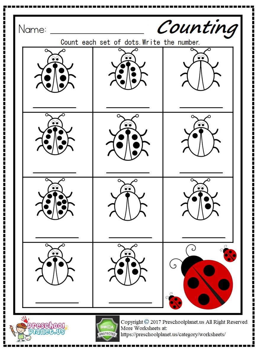 Ladybug Counting Worksheet