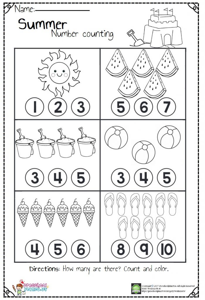 Summer Number Count – Preschoolplanet