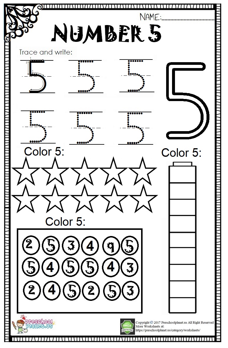 Number 3 Worksheet For Kindergarten Preschoolplanet