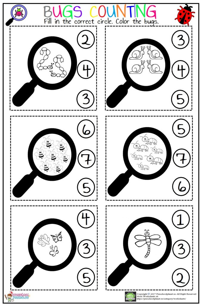 Bugs Counting Worksheet – Preschoolplanet