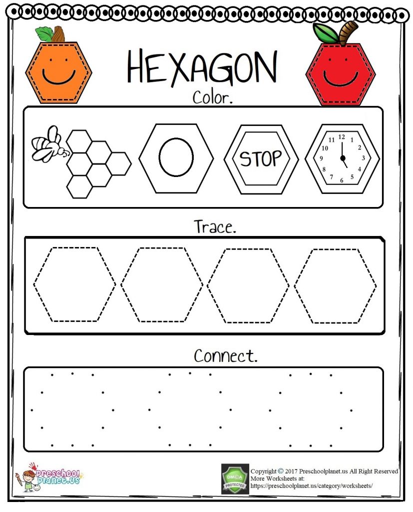 Hexagon Worksheet – Preschoolplanet