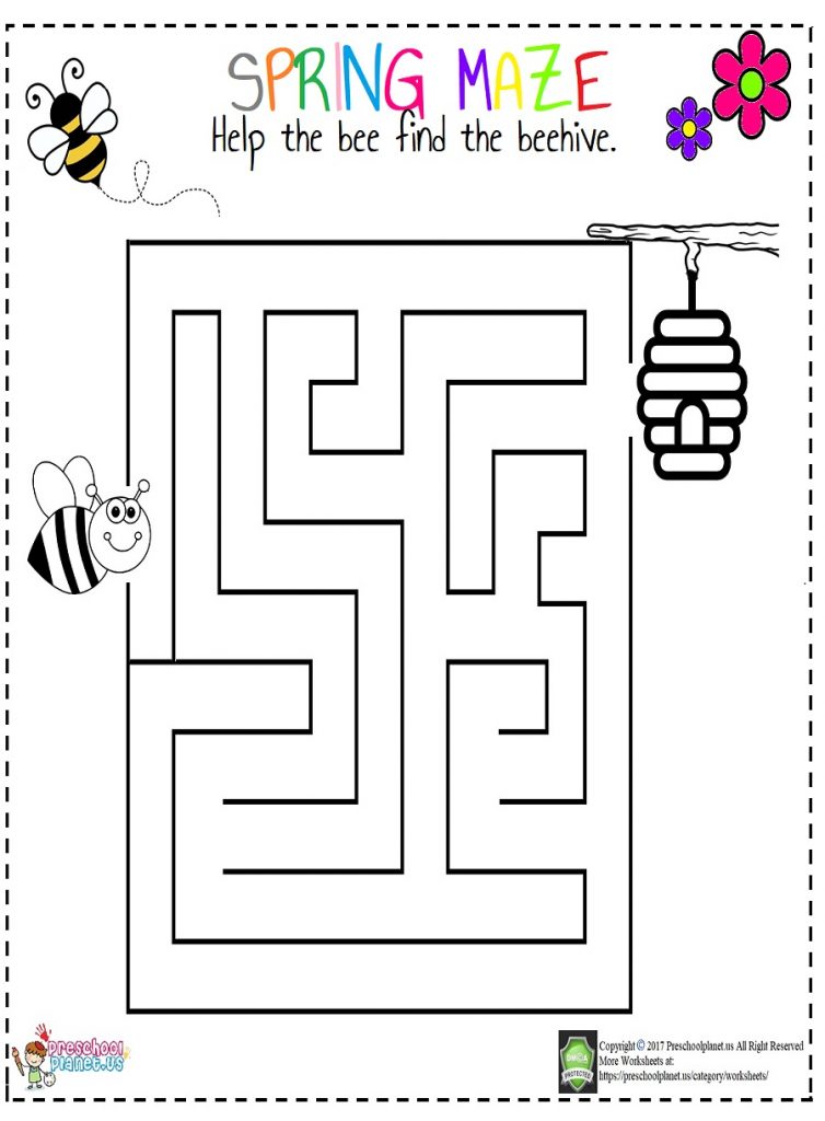 Spring Maze Worksheet For Kids – Preschoolplanet