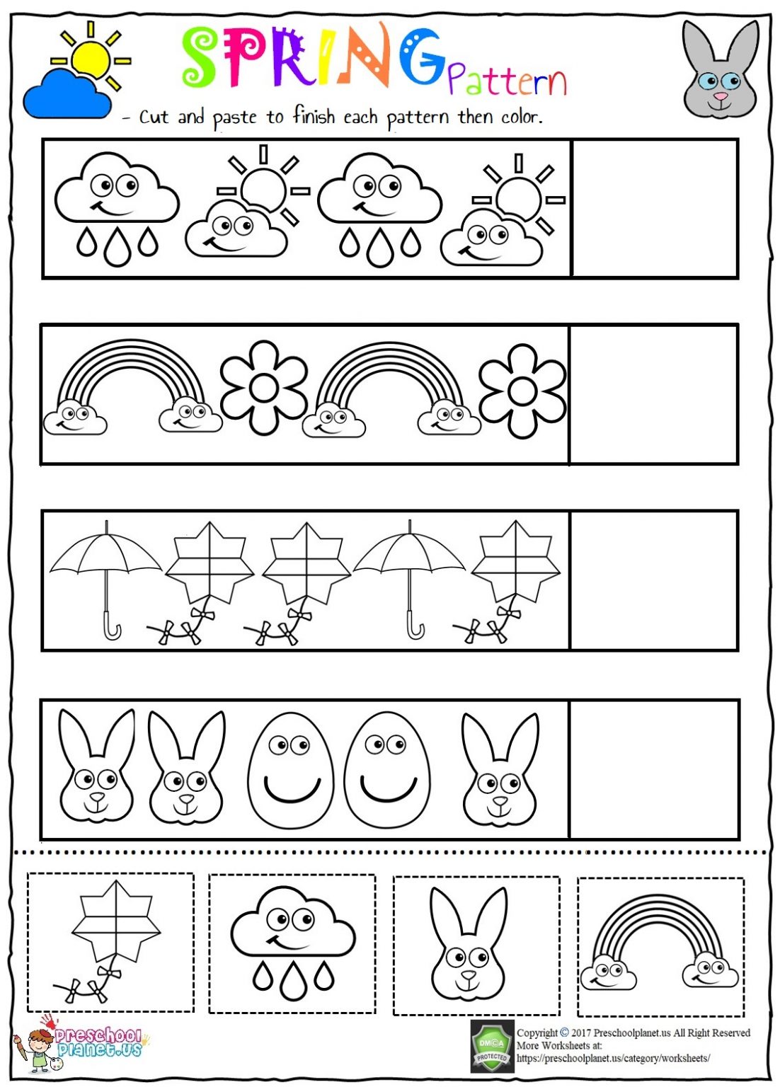 Spring Pattern Worksheet Preschoolplanet