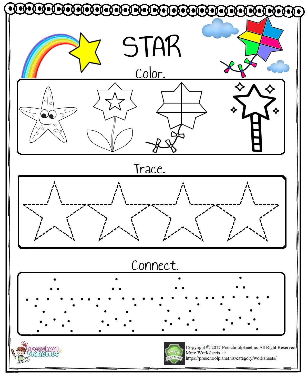 Star Worksheet For Kindergarten