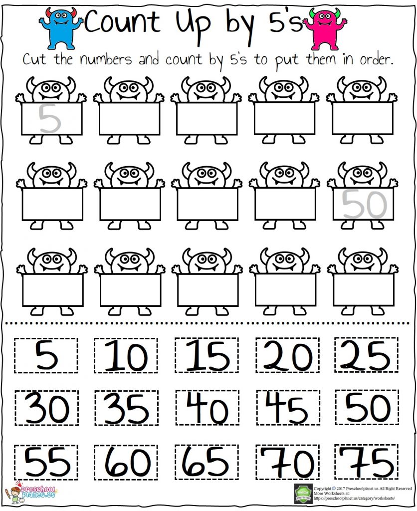 Skip Counting By 5 S Worksheet Preschoolplanet