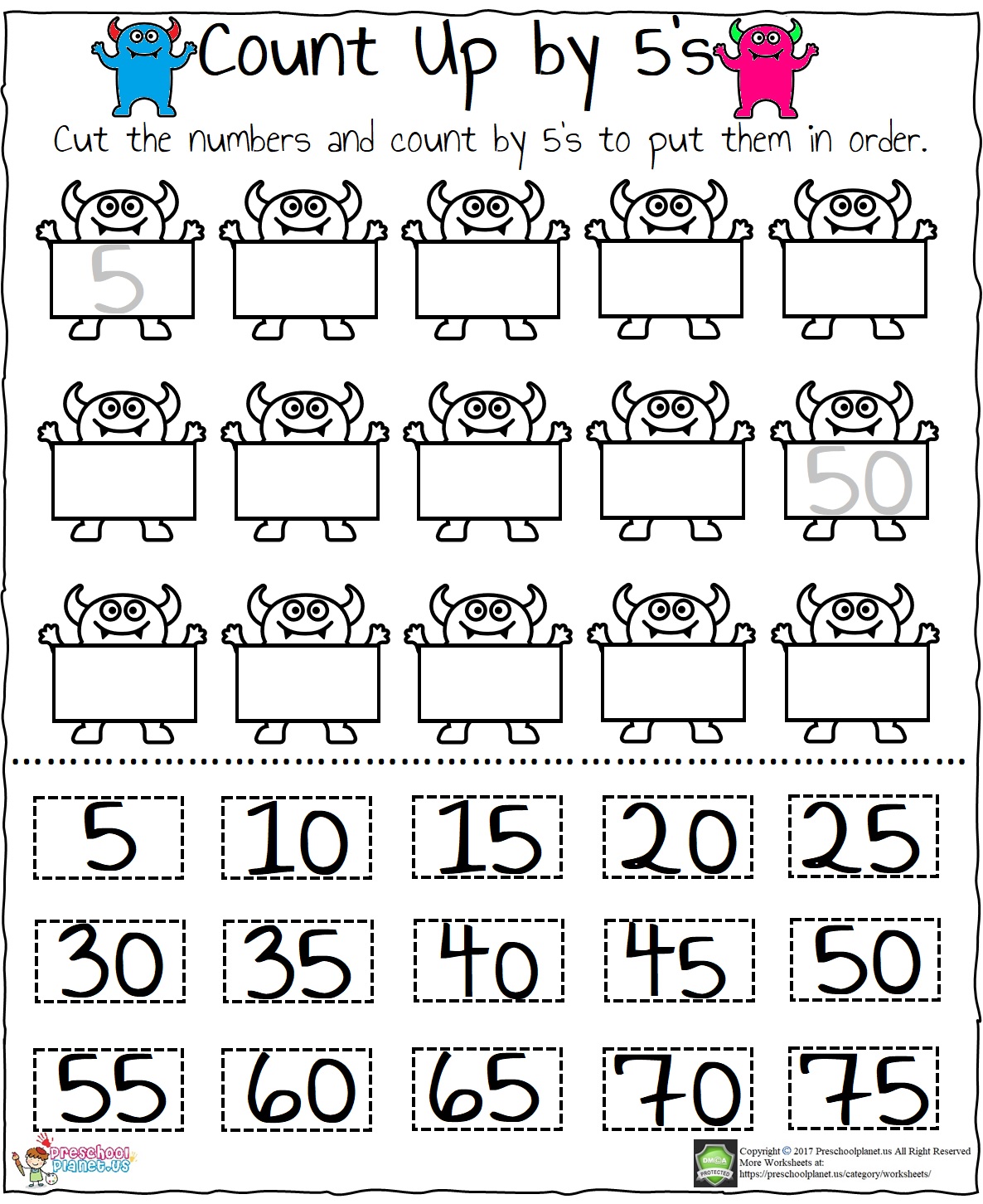Skip Counting By 5’s Worksheet pdf – Preschoolplanet