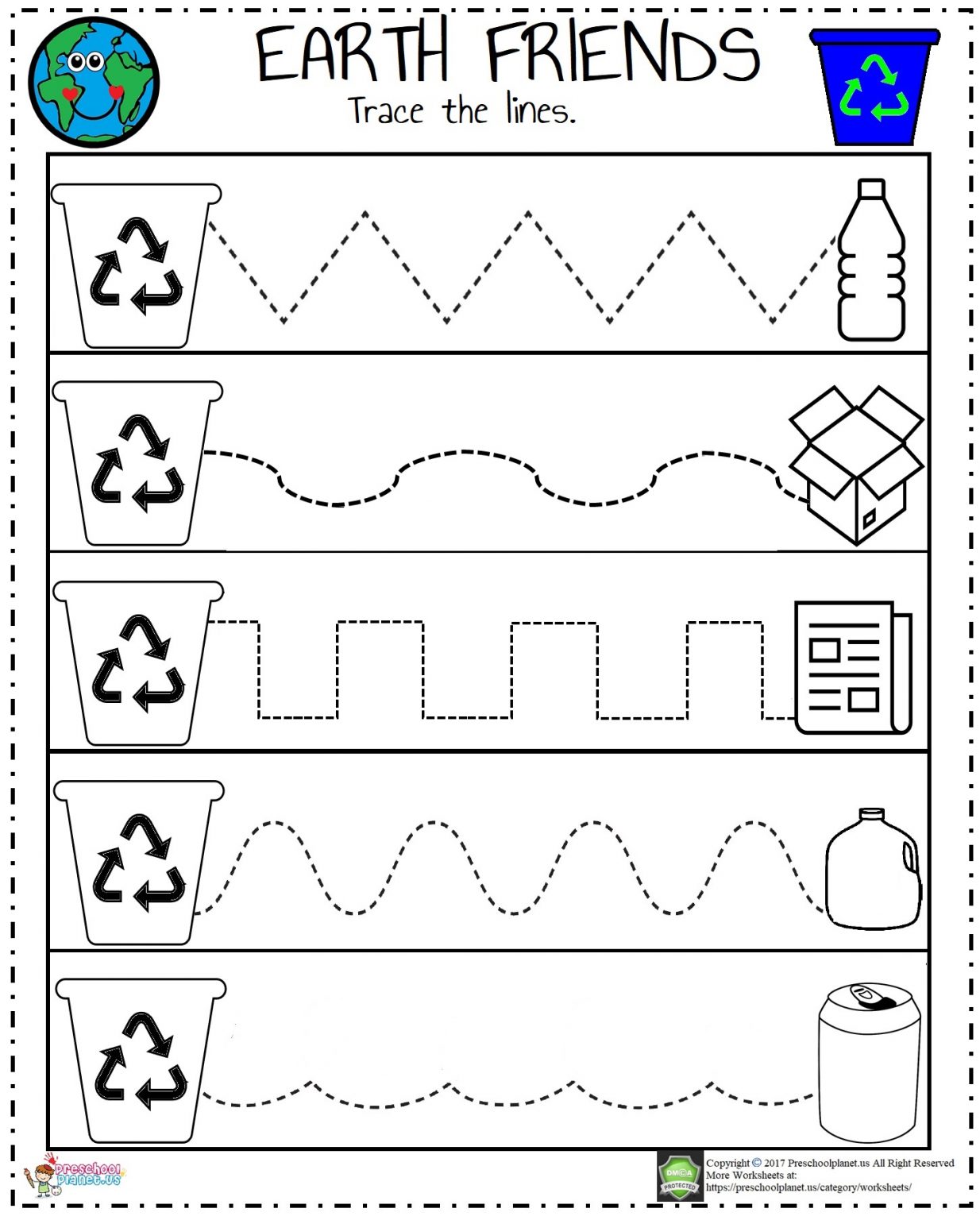 Dog trace line worksheet for kids – Preschoolplanet