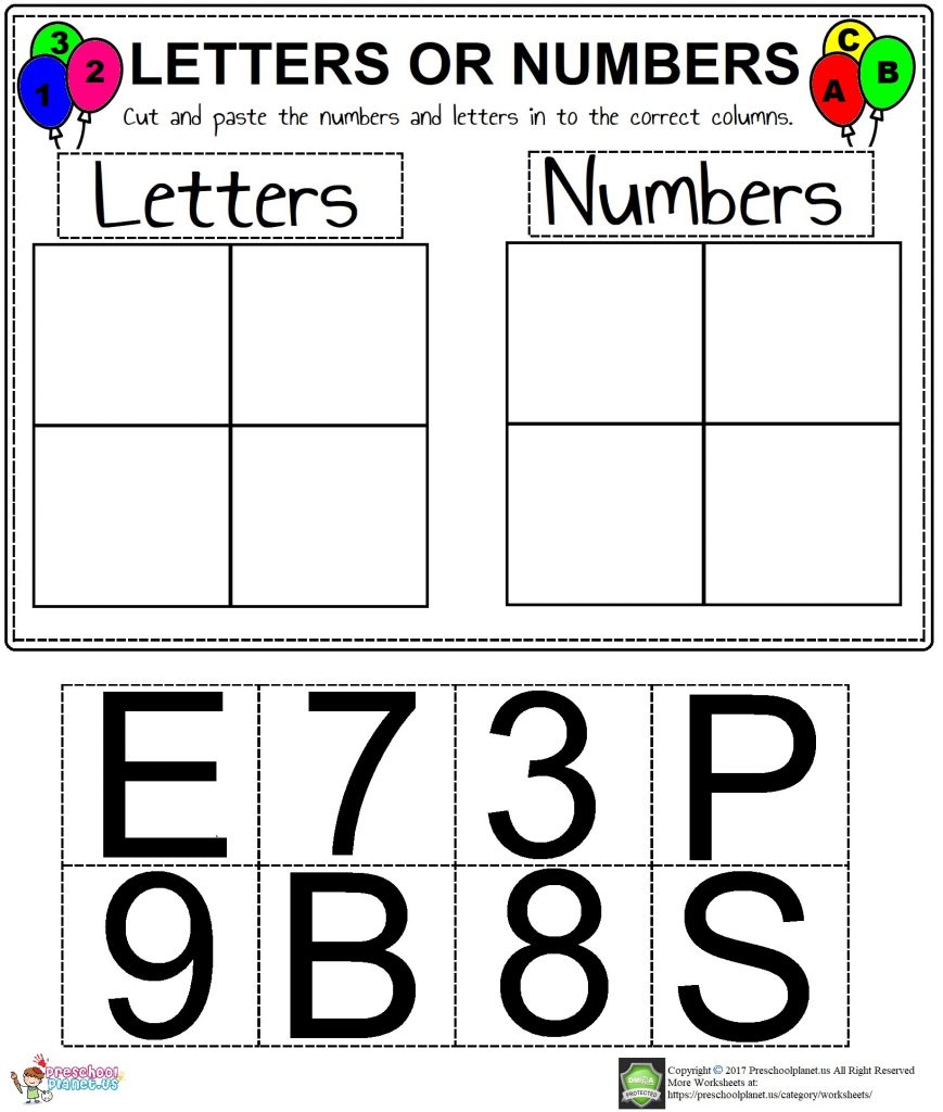 Letter or Number Worksheet – Preschoolplanet