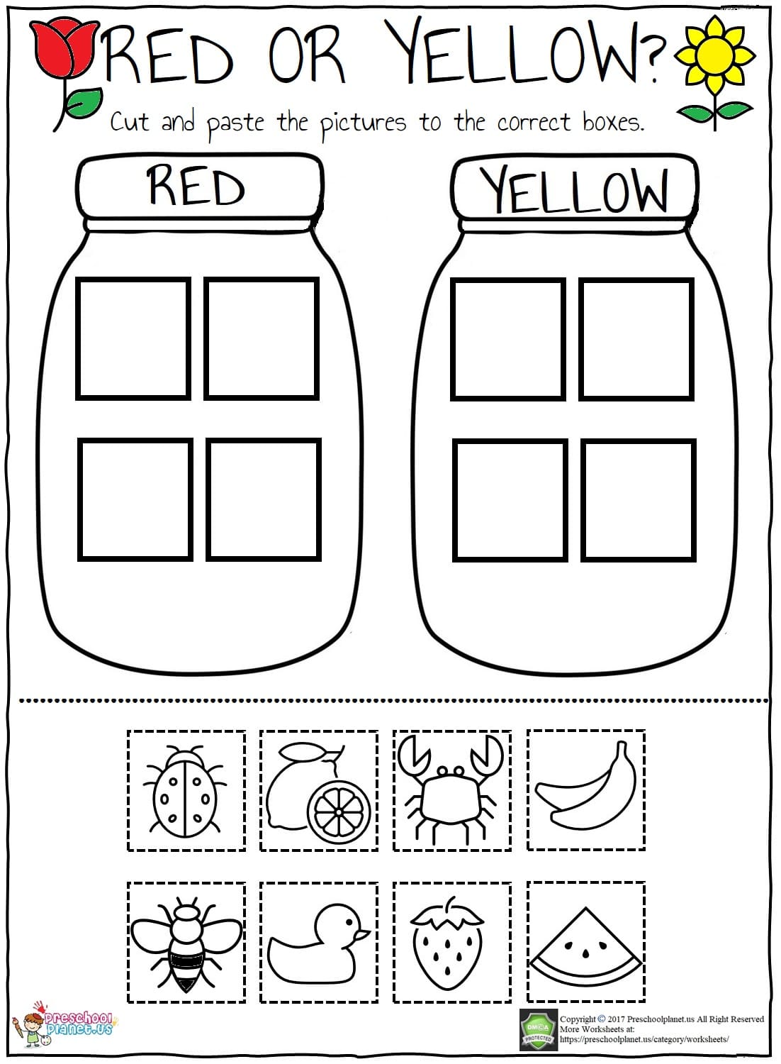 Red or Yellow Worksheet