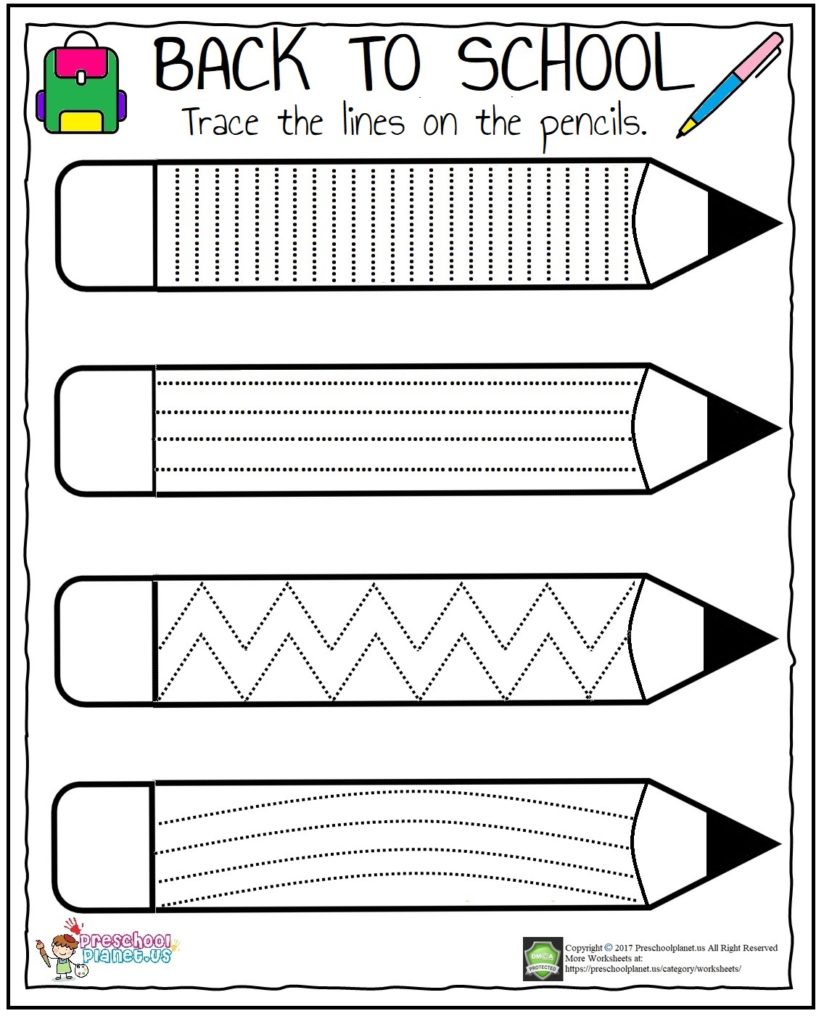 Pencil Trace Worksheet – Preschoolplanet